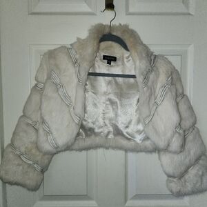 White Bebe Women's Fur Jacket